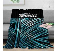 DLONIRPEX stampa 3D Tahiti design coperta da viaggio microfibra biancheria da letto compatta coperta da viaggio morbida per giovani in vacanza Polynesian tribal pattern 80×90inch(200x230cm)