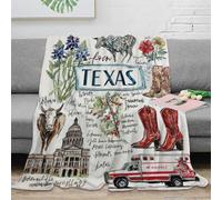 DLONIRPEX stampa 3D Texas souvenirs coperta da pisolino microfibra biancheria da letto morbida coperta da ufficio anti-pilling per neo laureati in lavoro hand drawn illustrazione 60x80inch(150x200cm)