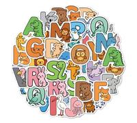 DLPRK 156 Adesivi per Bambini Animali e Alfabeto - Stickers ABC Impermeabili con Motivi Carini per Imparare e Decorare, Ideali per Scrapbooking, Bottiglie, Laptop, Lavagna e Altro (Colorati)