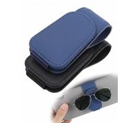DLPRK 2 Pezzi Porta Occhiali Auto Clip per Parasole, Portaocchiali Universale per Occhiali da Sole e da Vista - Nero Blu