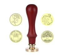 DLPRK 4 pezzi Timbro a forma, testa in ottone, con 1 manico in legno, per buste/inviti, biglietti/regalo, sigillo ceralacca retrò