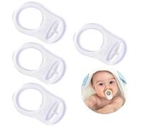 DLPRK 4 Pz Pulsante di Silicone Anello, Adattatore per Clip Supporto Porta Ciuccio, Anello Adattatore Clip in Silicone, portaciuccio mam, adattatore ciuccio mam, clip ciuccio (Transparente)