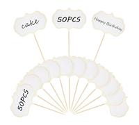 DLPRK 50 Lavagnette con Stuzzicadenti, Etichette per Buffet, Decorazioni per Cupcake, Segnaposto per Sandwich, Prezzario per Party (bianco)