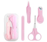 DLPRK la Cura delle Unghie Bambini, 4 in 1, Tagliaunghie, Forbici, Lima per Unghie, Pinzette per Naso, Manicure per Baby, Neonato, Lima Unghie Neonato, Forbicine per Unghie, Bambina (Rosa)
