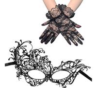 DLPRK Maschera di Lattice di Lusso Sexy per Maschera Prom Maschera Ball per Party a Costumi Cosplay Maschera Pizzo Veneziana Donna (Nera)