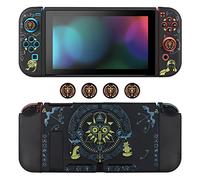 DLseego Custodia compatibile con Switch, Custodia Protettiva in Silicone Agganciabile con 4 Tappi per Joystick, Assorbimento Degli urti e Design Antigraffio Accessori per Console e joy-con, Nero