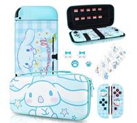 DLseego Custodia da Trasporto Compatibile con Switch, Custodia con 12 Supporti per Schede di Gioco, Copertura Protettiva in Silicone con 4 Cappuccio per Joystick e 1 Adesivo, Blu