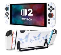 DLseego Protection pour Switch 2 2025, Coque rigide PC fin, résistant aux chocs et aux Rayures,Compatible avec la docking station, housse élégant au design papillon avec 2 poignées Cover,Blanc
