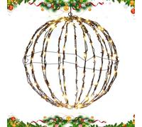 DLSIN Sfere Luminose Pieghevoli,Palle di Natale Illuminate per Esterno - Lampada a di Natale per Albero, Grande da Appendere con Struttura in Ferro, Lampada a Globo per la Decorazione del Giardino