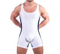 DLSMDOUS Canottiere da Wrestling da Uomo Sostenitori Atletici Senza Maniche Uniforme da Lotta Tute Sportive per Divertimento 4309 Bianco S