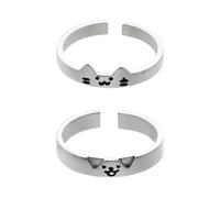 DLUKENY 2 anelli minimalisti a tema gatti e cani, anelli per amanti dei cartoni animati, accessori per l'uso quotidiano