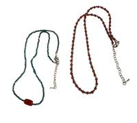DLUKENY 2 collane girocollo fatte a mano con perline rosse e blu, lunghezza regolabile, accessori unici alla moda per donne e ragazze