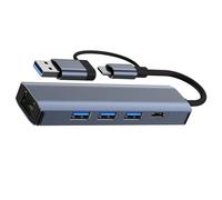 DLUKENY Adattatore USB C+USB Expander USB3.0 Tipo C Splitter 100mbps/1000mbps Ethernet Multiport Adapter Espansore USB Per PC Laptop