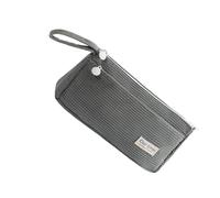 DLUKENY Astuccio in velluto a coste a 2 scomparti, leggero, grande capacità, astuccio da viaggio per trucchi per ragazze e donne, Grigio