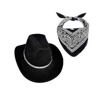 DLUKENY Bandana da sposa e cappello panama con cristalli per addio al nubilato, cocktail party, vacanze, puntelli eleganti cappelli da cowboy