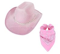 DLUKENY Bandana da sposa e cappello panama con cristalli per addio al nubilato, cocktail party, vacanze, puntelli eleganti cappelli da cowboy