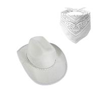 DLUKENY Bandana da sposa e cappello panama con cristalli per addio al nubilato, cocktail party, vacanze, puntelli eleganti cappelli da cowboy