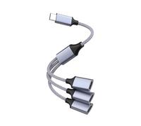 DLUKENY Cavo splitter di tipo C maschio a 3 USB 2.0 femmina, cavo di prolunga USB C hub porta dati e ricarica adattatore split