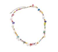 DLUKENY Collana girocollo multiuso alla moda multicolore con perline robuste e perle finte, per donne e donne per uso quotidiano