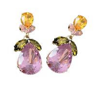 DLUKENY Colorful Zirconia Jewelry Set Moderno Zircone Foglia Goccia Disegni Collana Orecchini Accessori Dei Monili Per Evento, Rame