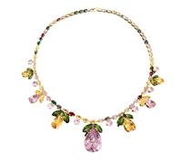 DLUKENY Colorful Zirconia Jewelry Set Moderno Zircone Foglia Goccia Disegni Collana Orecchini Accessori Dei Monili Per Evento, Rame