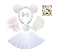 DLUKENY Panda Costumi Cosplay Panda Orecchie Fascia Coda Adesivi Viso Tutu Gonna Costumi Animali Accessori Kit 4/6 Pezzi
