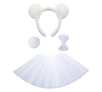 DLUKENY Panda Costumi Cosplay Panda Orecchie Fascia Coda Adesivi Viso Tutu Gonna Costumi Animali Accessori Kit 4/6 Pezzi