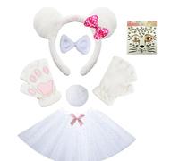 DLUKENY Panda Costumi Cosplay Panda Orecchie Fascia Coda Adesivi Viso Tutu Gonna Costumi Animali Accessori Kit 4/6 Pezzi