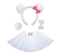 DLUKENY Panda Costumi Cosplay Panda Orecchie Fascia Coda Adesivi Viso Tutu Gonna Costumi Animali Accessori Kit 4/6 Pezzi