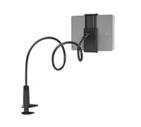 DLUKENY Supporto per tablet con braccio flessibile per uso a letto con doppie clip per una presa sicura del dispositivo e una facile regolazione supporto per tablet nero