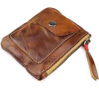 DLUXCA 1 Piece Hand Washed Vintage Wallet Painted Old Coin Purse Card Holder Wallet Zipper (Color : A, Size : 8 * 1 * 11cm)