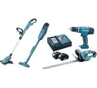 DLX4093 kit combinato cordless tagliasiepi tagliaerba trapano a percussione blu nero