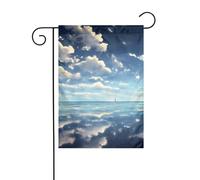 Dlxw Bandiera con nuvole bianche sopra il mare, 30,48 x 45,72 cm, su entrambi i lati, crea una romantica decorazione da giardino per la casa e l'esterno! Migliora il gusto della tua decorazione da