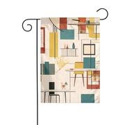Dlxw Bandiera moderna di metà secolo 30,48 x 45,72 cm su entrambi i lati per esterni crea una romantica decorazione da giardino per la casa e l'atmosfera esterna! Migliora il gusto della tua