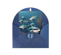 DLXW biglietti di ringraziamento vuoti con buste invitando genitori, amici, fratelli, sorelle, vicini, colleghi biglietto di auguri squali sotto il mare