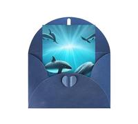 DLXW biglietti di ringraziamento vuoti con buste invitando genitori, amici, fratelli, sorelle, vicini, colleghi biglietto di auguri balene sotto il mare