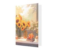 DLXW biglietti di ringraziamento vuoti con buste invitando genitori, amici, fratelli, sorelle, vicini, colleghi biglietto di auguri girasoli sotto il davanzale della finestra