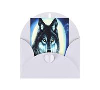 DLXW Biglietti di ringraziamento vuoti con buste invitanti genitori, amici, fratelli, sorelle, vicini, colleghi biglietto di auguri lupo sotto la luna