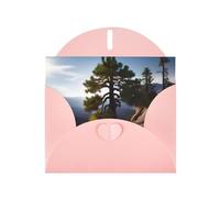 DLXW - Biglietto di auguri rosa con cervo di montagna e albero di pino selvatico per Natale, compleanno dei bambini, San Valentino, anniversario di matrimonio e invito a feste