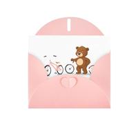 DLXW - Biglietto di auguri rosa con orsetto bruno accanto alla bicicletta, per Natale, compleanno, San Valentino, anniversario di matrimonio e invito per feste