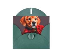 DLXW Biglietto di ringraziamento con cane simile a un gentiluomo, con busta, 15,2 x 10,2 cm, verde scuro