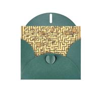 DLXW Biglietto di ringraziamento con labirinto del tesoro, con busta, 15,2 x 10,2 cm, verde scuro