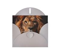 DLXW Biglietto di ringraziamento con lo sguardo del leone, con busta, 15,2 x 10,2 cm, busta grigia