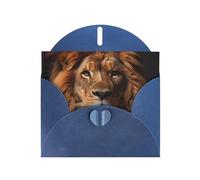 DLXW Biglietto di ringraziamento con scritta "Lo sguardo del leone", con busta, 15,2 x 10,2 cm, busta blu