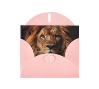 DLXW Biglietto di ringraziamento con scritta "Lo sguardo del leone", con busta, 15,2 x 10,2 cm, busta rosa
