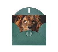 DLXW Biglietto di ringraziamento con scritta "Lo sguardo del leone", con busta, 15,2 x 10,2 cm, verde scuro