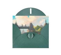 DLXW Biglietto di ringraziamento con scritta "Outside the Castle Gate White", con busta, 15,2 x 10,2 cm, verde scuro