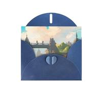 DLXW Biglietto di ringraziamento con scritta "Outside the Castle Gate White", con busta, 15,2 x 10,2 cm, busta blu