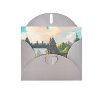 DLXW Biglietto di ringraziamento con scritta "Outside the Castle Gate White", con busta, 15,2 x 10,2 cm, busta grigia