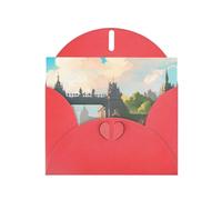 DLXW Biglietto di ringraziamento con scritta "Outside the Castle Gate White", con busta, 15,2 x 10,2 cm, busta rossa